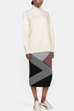 Stella McCartney 3D stripes wool midi skirt