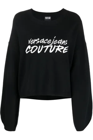 VERSACE Embroidered-logo wide-sleeve jumper