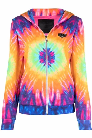 Philipp Plein Logo-print tie-dye zipped hoodie