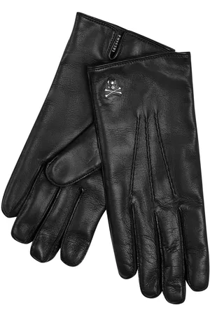 Philipp Plein Skull-plaque leather gloves