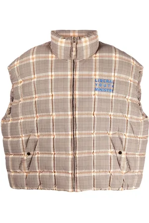 Liberal Youth Ministry Appliqué-lettering check-pattern gilet