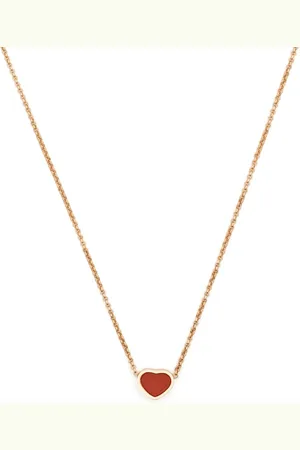Chopard 18kt rose gold My Happy Heart carnelian necklace