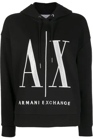 Armani Exchange Logo-embroidered rib-trimmed hoodie