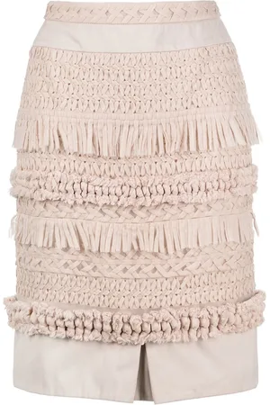VALENTINO GARAVANI 2000s macramé-detailing high-waisted skirt