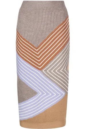 Stella McCartney 3D stripes wool midi skirt