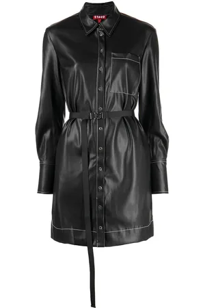 Staud Lynn belted-waist shirt-dress