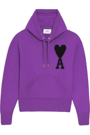Ami Logo-intarsia knit hoodie