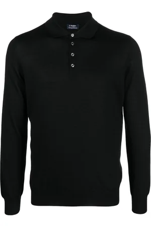 BARBA Long-sleeved knit polo shirt