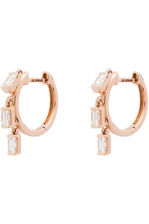Anita 18kt rose gold baguette diamond hoop earrings