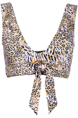 Duskii Leopard-print V-neck bikini top