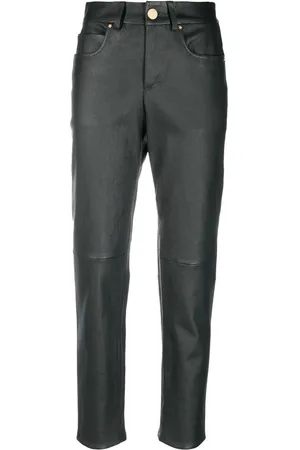 LORENA ANTONIAZZI Slim-cut leather trousers