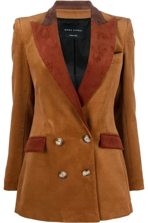 HEBE STUDIO Contrast-lapel double-breasted jacket