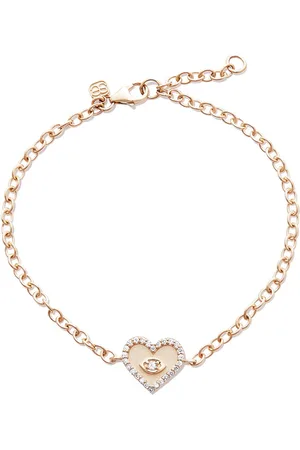 Sydney Evan 14kt yellow heart evil eye charm bracelet