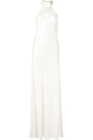 Michelle Mason Backless halter-neck tie gown