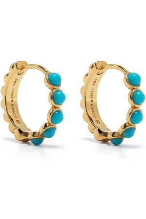 Dower and Hall Turquoise-embellished huggie hoops