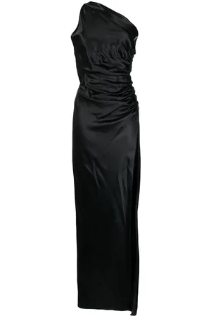Michelle Mason Gathered-detail one-shoulder silk gown