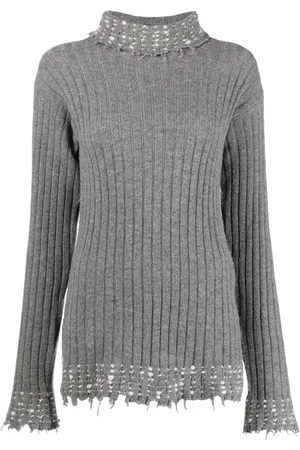 Marni Raw-cut edge high-neck knitted jumper