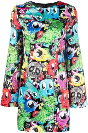 Philipp Plein Graphic-print long-sleeve dress