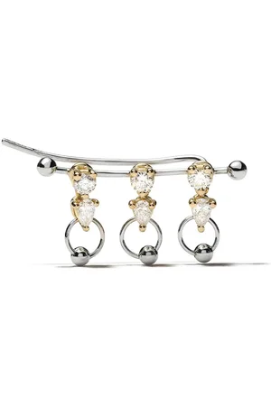 DELFINA DELETTREZ 18kt white and yellow Two in One diamond earring