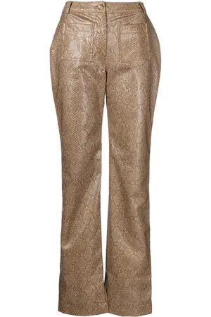 REJINA PYO Ellis snakeskin-effect straight trousers
