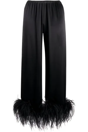 Gilda & Pearl Mia feather-trimmed pyjama bottoms