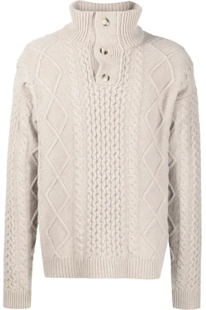 Nanushka Button-collar cable-knit jumper