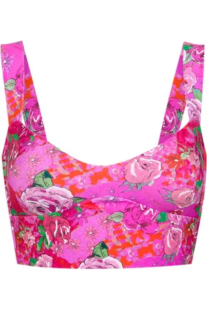AMIR SLAMA Floral print cropped top
