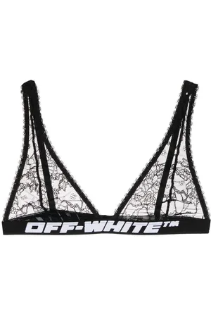 OFF-WHITE Logo-tape lace triangle bra