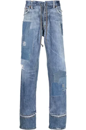 GREG LAUREN Patchwork-detail straight-leg jeans
