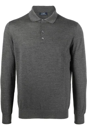 BARBA Long-sleeved knit polo shirt