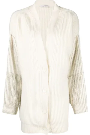 Serafini Sequin-embellished ribbed knit cardigan