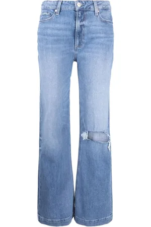 Paige Distressed straight-line jeans