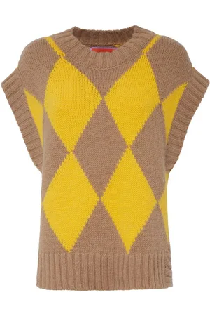 La DoubleJ Argyle-check knit vest