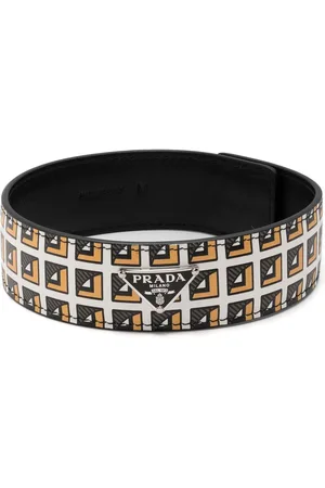Prada Printed leather logo-plaque choker