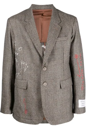 Etudes Scribble-print single-breasted blazer