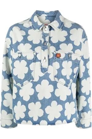Kenzo Hana Dots-print denim polo shirt