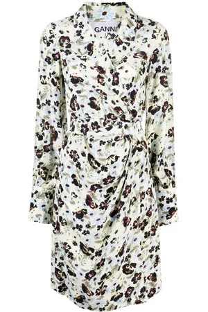 Ganni Long-sleeve floral-print dress