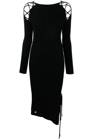 Philipp Plein Lace-detail ribbed-knit dress
