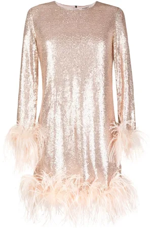 Gilda & Pearl Seraphina feather-trim midi dress