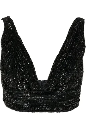 Elisabetta Franchi Bead-embellished cropped tank top