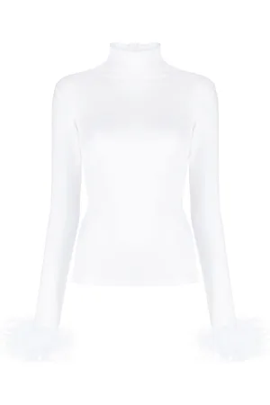 Atu Body Couture Feather-cuffs roll-neck top