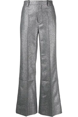Rodebjer High-waisted glitter flared trousers