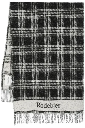 Rodebjer Check-pattern fringed scarf