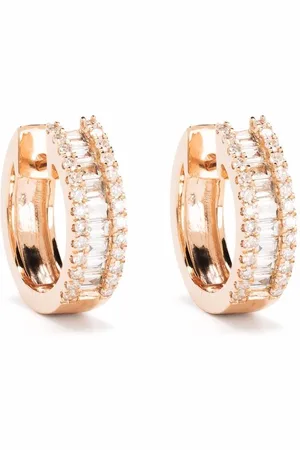 DJULA 18kt rose gold diamond huggie hoop earrings