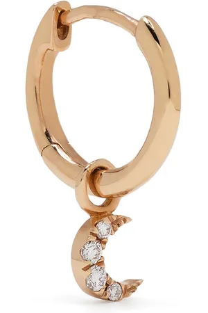 DJULA 18kt rose gold diamond single moon hoop earring