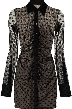 MISBHV Monogram ruched mini shirt dress