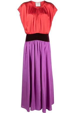FORTE FORTE Colour-block silk maxi dress