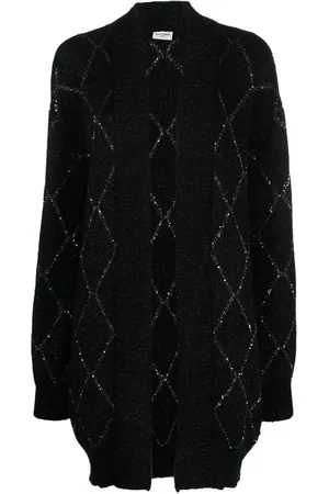 Saint Laurent Metallic-threading cardi-coat