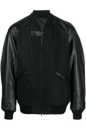 Y-3 Contrast-sleeves flannel bomber jacket