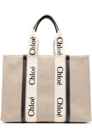 Chloé Large Woody linen tote bag